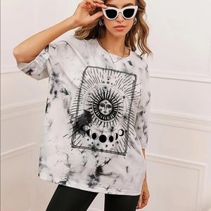 Tie Dye+ Oversized+ Graphic Tee